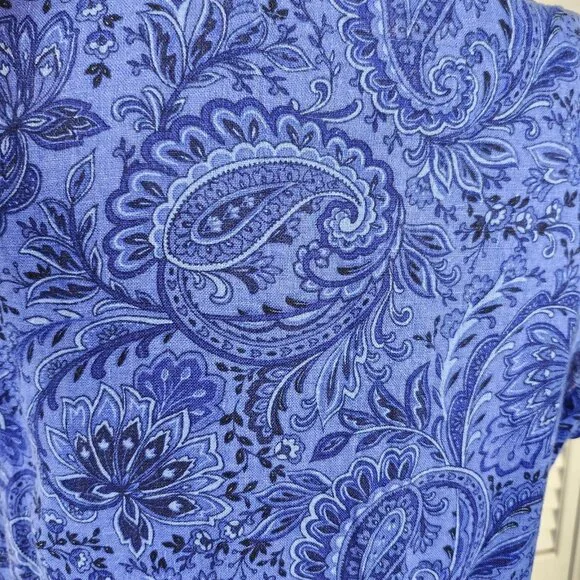 J.Jill Maxi Dress Small Blue Short Sleeve 100% Linen NWT Pockets $129 Retail - Picture 5 of 7